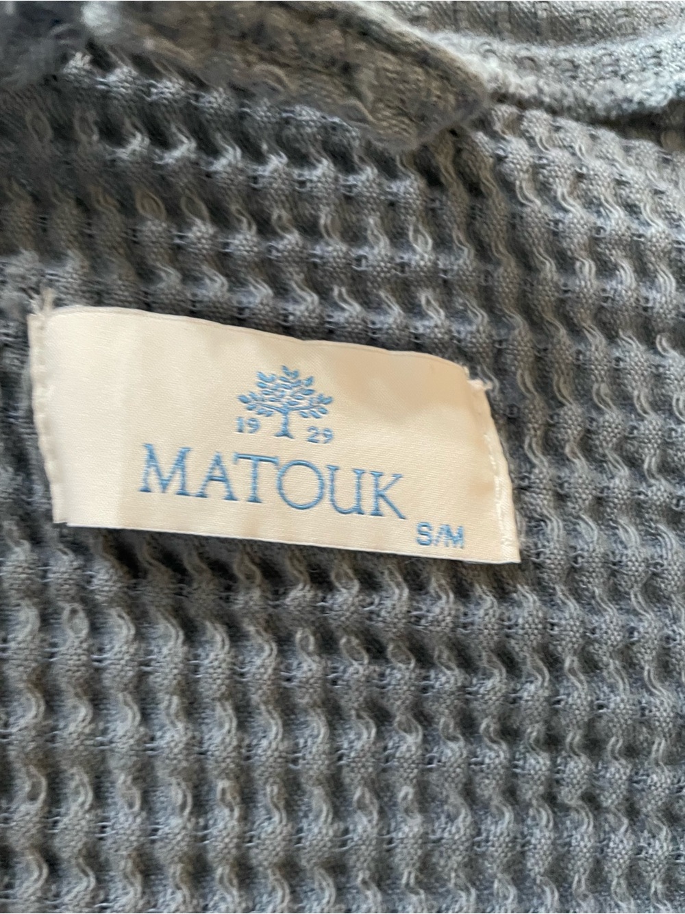 Matouk Women’s Teal Waffle Knit Belted Bathrobe S/M Shawl Collar Pockets - Picture 4 of 5
